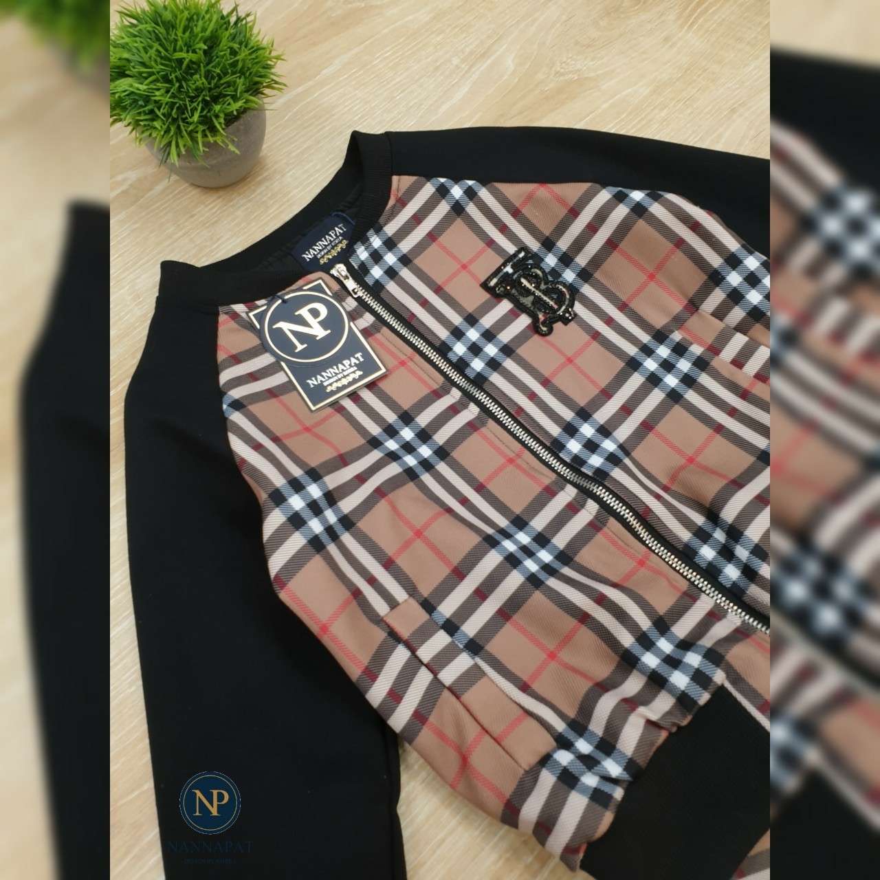 เสื้อซิปหน้า กางเกงเอวสม็อค