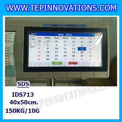 เครื่องชั่งดิจิตอล150kg รุ่น IDS713 พิกัด 150kg x 10g ตาชั่งดิจิตอล150kg เครื่องชั่งแบบปริ้นสติ๊กเกอร์ในตัว ขนาดแท่น 40x50 cm. ยี่ห้อ SDS รุ่น IDS713