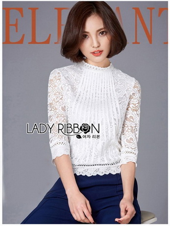 Lady Alessandra White Lace Blouse