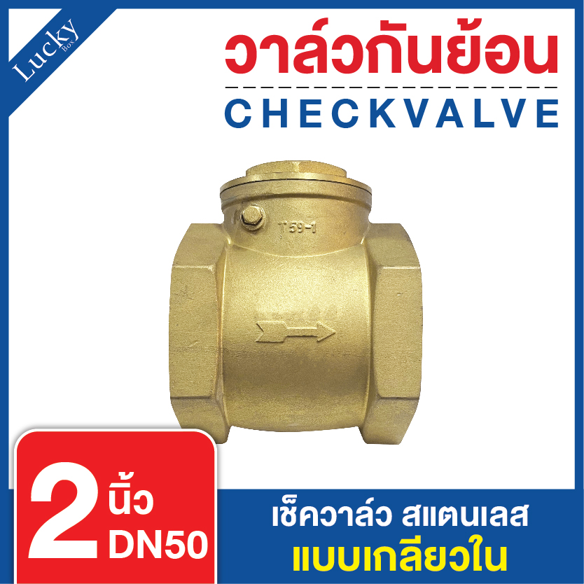 Check Valve เช็ควาล์ว ทองเหลือง แบบบานสวิงแนวนอน ขนาด 2 นิ้ว