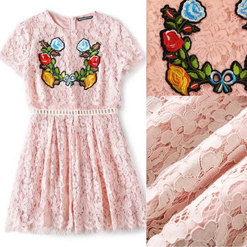 Lady Ribbon Online เสื้อผ้าออนไลน์ ขายส่ง normal ของแท้ NA13140716 🎉Normal Ally Present embroidered flower lace elegance dress🎉 (เดรสลูกไม้งานปัก , ซับในอย่างดีทั้งชุด)