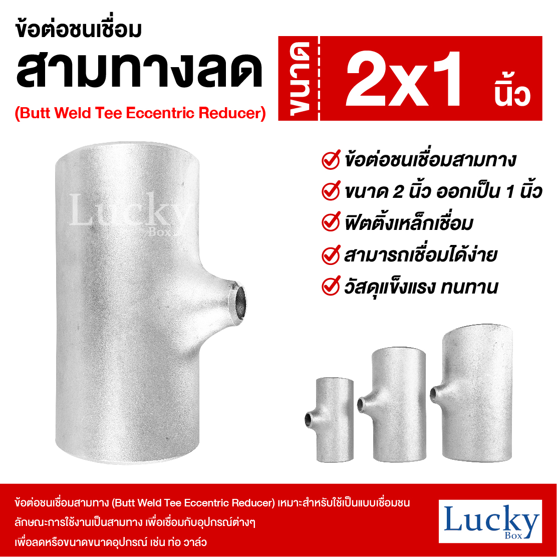 ข้อต่อเชื่อมชน ข้อต่อชนเชื่อมสามทาง ขนาด 2x1 นิ้ว (Butt Weld Tee Eccentric Reducer)