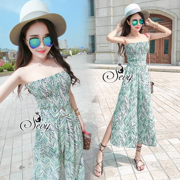 Lady Ribbon Online เสื้อผ้าแฟชั่นออนไลน์ขายส่ง เลดี้ริบบอนของแท้พร้อมส่ง sevy เสื้อผ้า SV07240716 🎉Sevy Stick Stripes Off Shoulder Jumpsuit (+Belt) Type: Jumpsuit