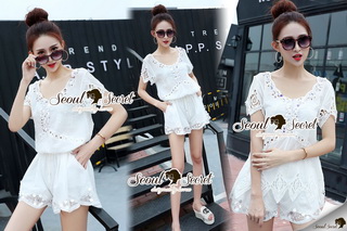 Lady Ribbon Online ขายส่งเสื้อผ้าออนไลน์ เสื้อผ้า Seoul Secret SS02040816 Seoul Secret Say's .... Silverly Ivory Lace Tialling Set