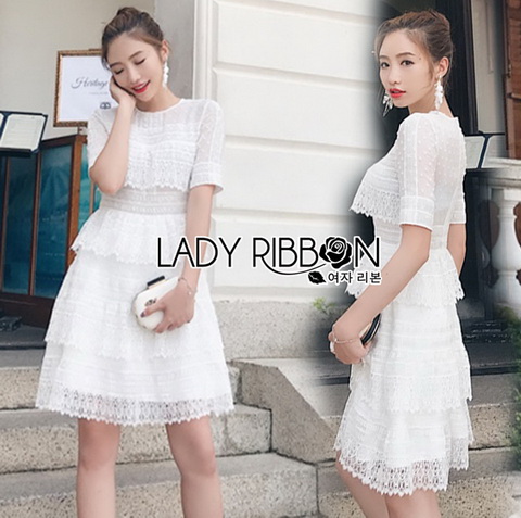 Lace Dress เดรสผ้าลูกไม้สีขาวตกแต่งเลเยอร์