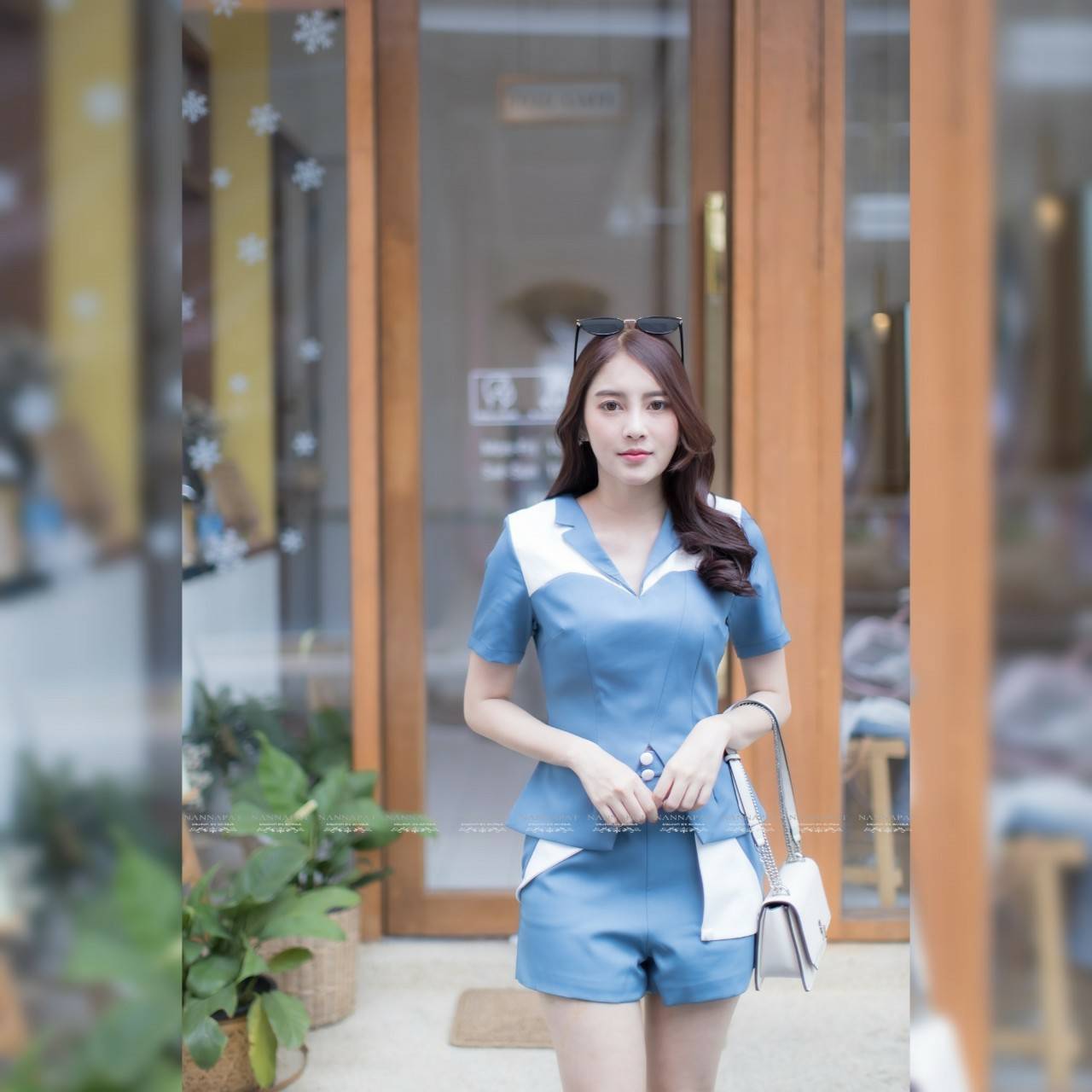 เสื้อซิปหลังกางเกงงานทูโทน