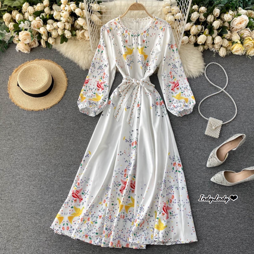Maxi Dress กระดุมหน้า แขนยาว