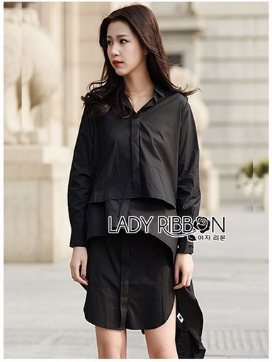 Cotton Lady Ribbon Shirt Dress เชิ้ตเดรส