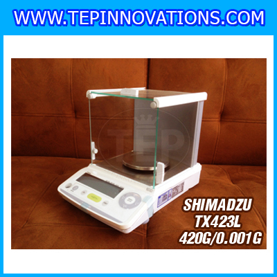 เครื่องชั่ง SHIMADZU รุ่น TX423L เครื่องชั่งญี่ปุ่น เครื่องชั่ง 420 กรัม เครื่องชั่งน้ำหนัก 420 กรัม เครื่องชั่งละเอียดสูง 420 กรัม เครื่องชั่งน้ำหนัก 420 g เครื่องชั่งทศนิยม 3 ตำแหน่ง ตาชั่ง 420 g เครื่องชั่งน้ำหนักดิจิตอลตั้งโต๊ะ 420 g ความละเอียด 0.001