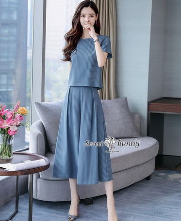 เสื้อกางเกงงานเกาหลี ผ้าทอเนื้อดีผ้านุ่ม