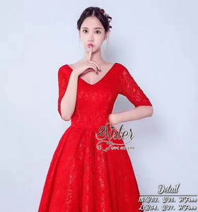 Beauty Dress เดรสลูกไม้หรูสีแดงสด เนื้อผ้าแฟชั่นลูกไม้