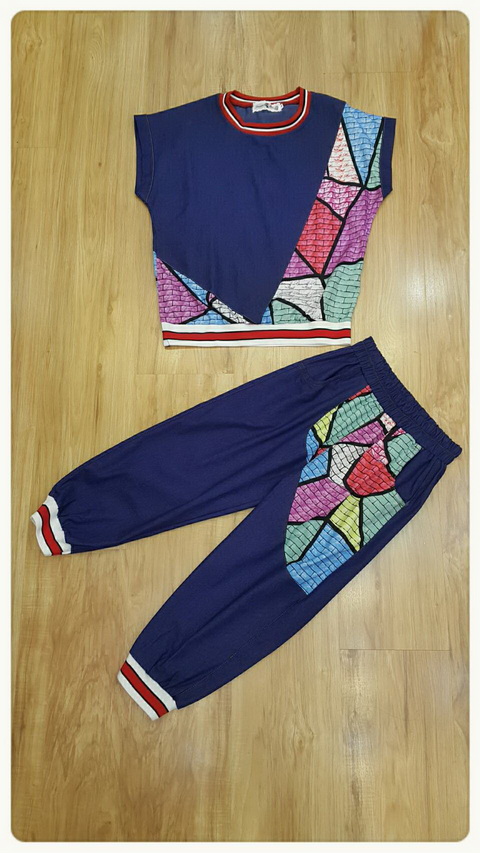 เสื้อ sport แขนสั้นด้านข้างพิมพ์ลายสีๆ