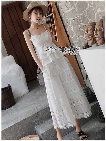 Ruffle Lady Ribbon Top and Pants Set