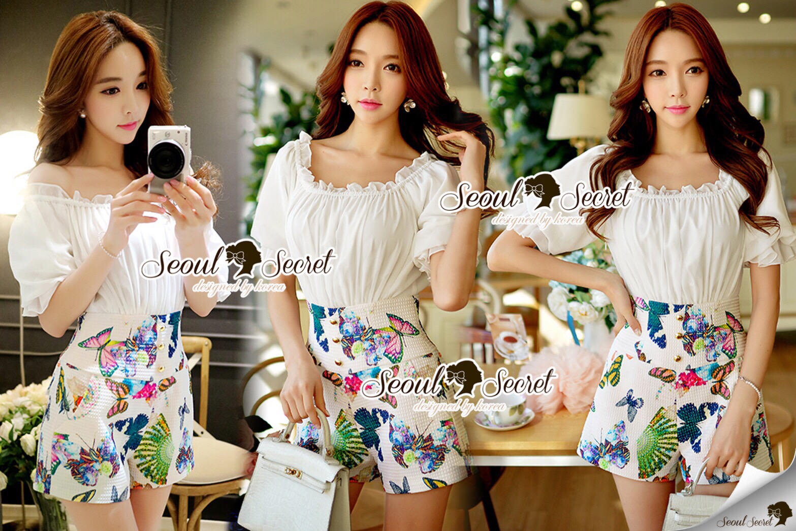 Lady Ribbon Online SS16300516 Seoul Secret Say's .... Sweety Color Butterfly Playsuit