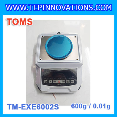 เครื่องชั่งดิจิตอล ทศนิยม 2 ตำแหน่ง รุ่น TM-EXE6002S พิกัด 600g x 0.01g พิกัดน้ำหนัก 600g ความละเอียด 0.01g เครื่องชั่งละเอียดสูง Precision Balance ยี่ห้อ TOMS รุ่น TM-EXE6002S