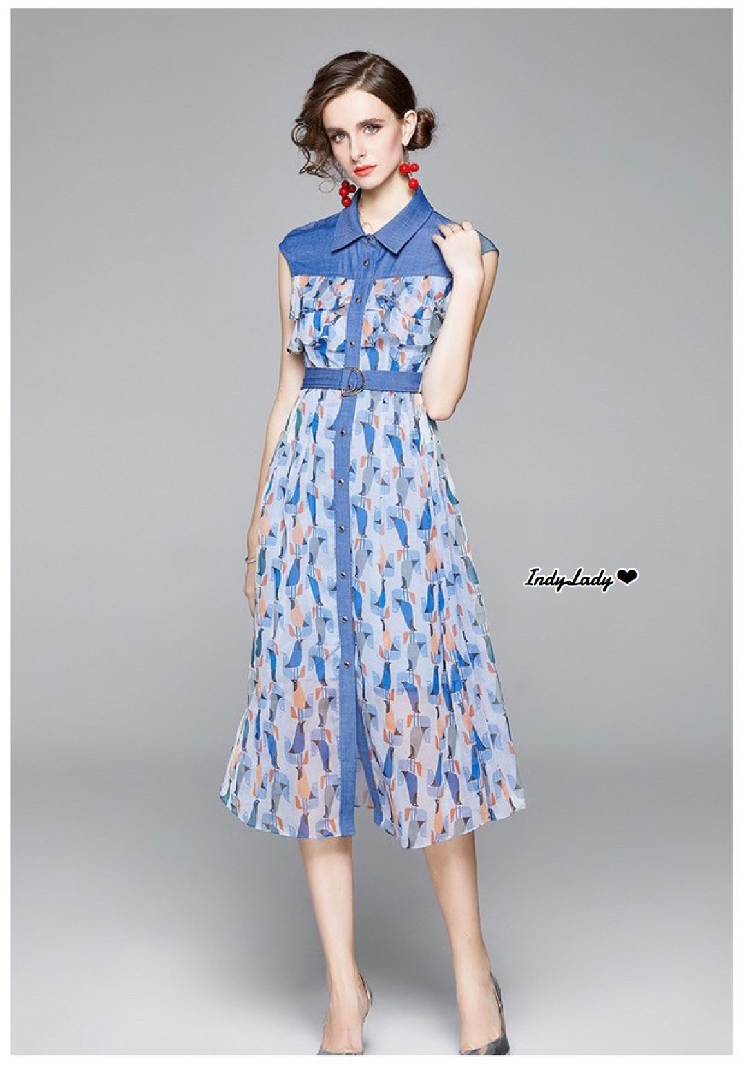Dress แขนกุด คอปก