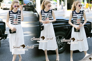 SS20290816 Seoul Secret Say's .... Pineapple Stripe Chic Dress