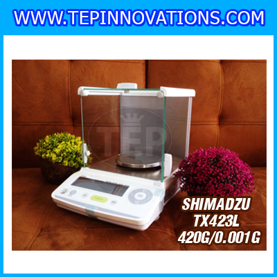 เครื่องชั่ง SHIMADZU รุ่น TX423L เครื่องชั่งญี่ปุ่น เครื่องชั่ง 420 กรัม เครื่องชั่งน้ำหนัก 420 กรัม เครื่องชั่งละเอียดสูง 420 กรัม เครื่องชั่งน้ำหนัก 420 g เครื่องชั่งทศนิยม 3 ตำแหน่ง ตาชั่ง 420 g เครื่องชั่งน้ำหนักดิจิตอลตั้งโต๊ะ 420 g ความละเอียด 0.001