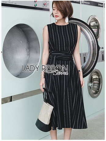 Lady Ribbon Sleeveless Dress เดรสแขนกุดมินิมัล