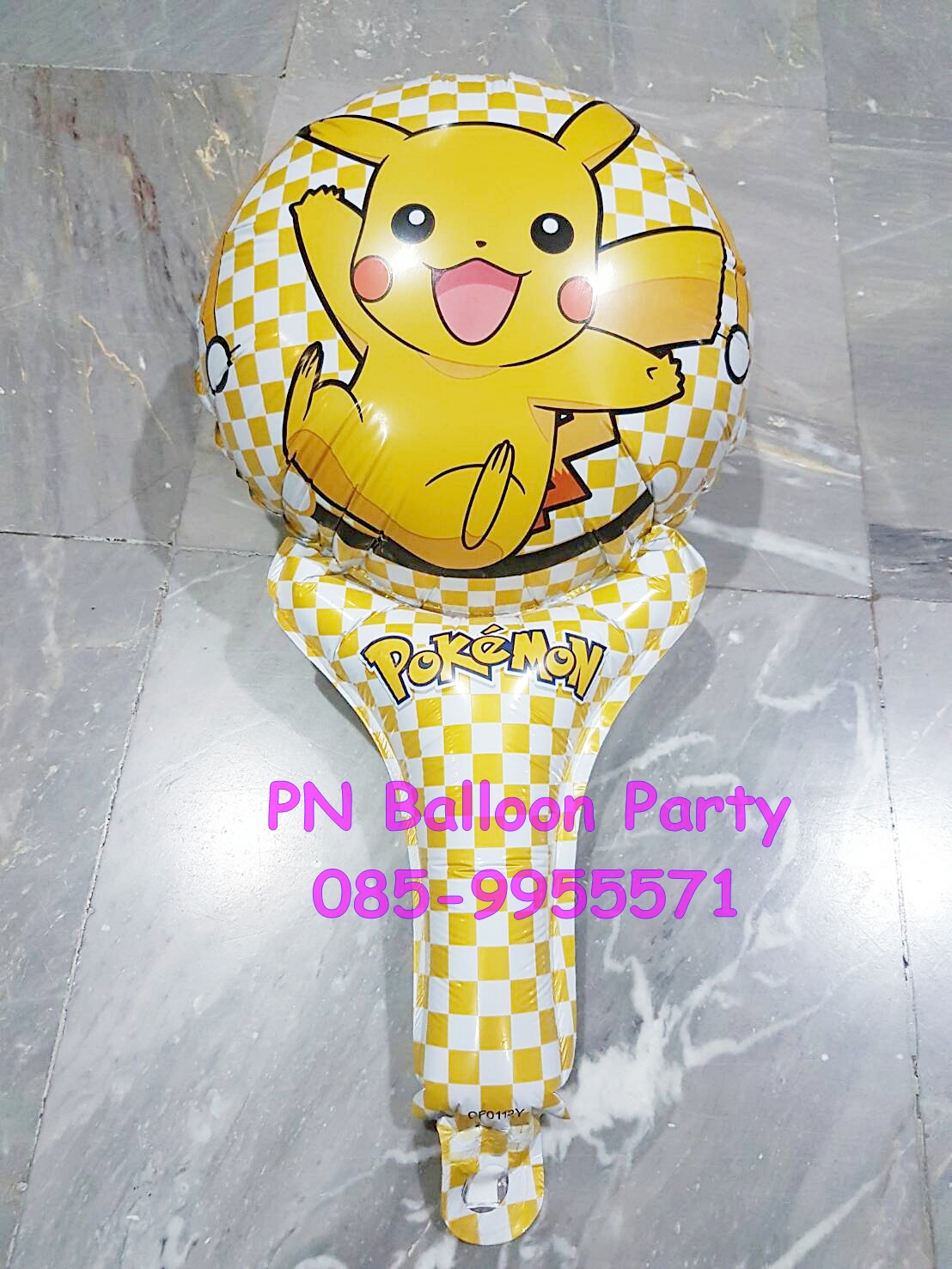 ลูกโป่งโปเกมอน ลายปิกาจู มี 2 ลายในใบเดียวกัน แบบมือถือเขย่า Pokemon Pikachu Balloon