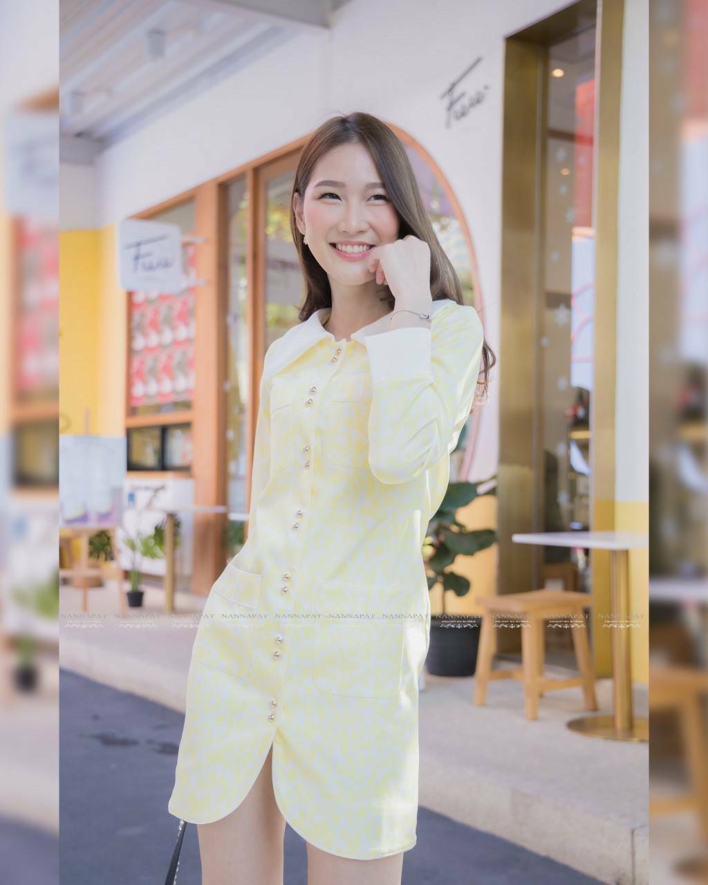 เดรสสูทกระดุมหน้ากระเป๋าคู่