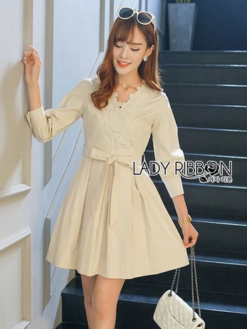 Bianca Sweet Feminine Pastel Lace and Cotton Mini Dress