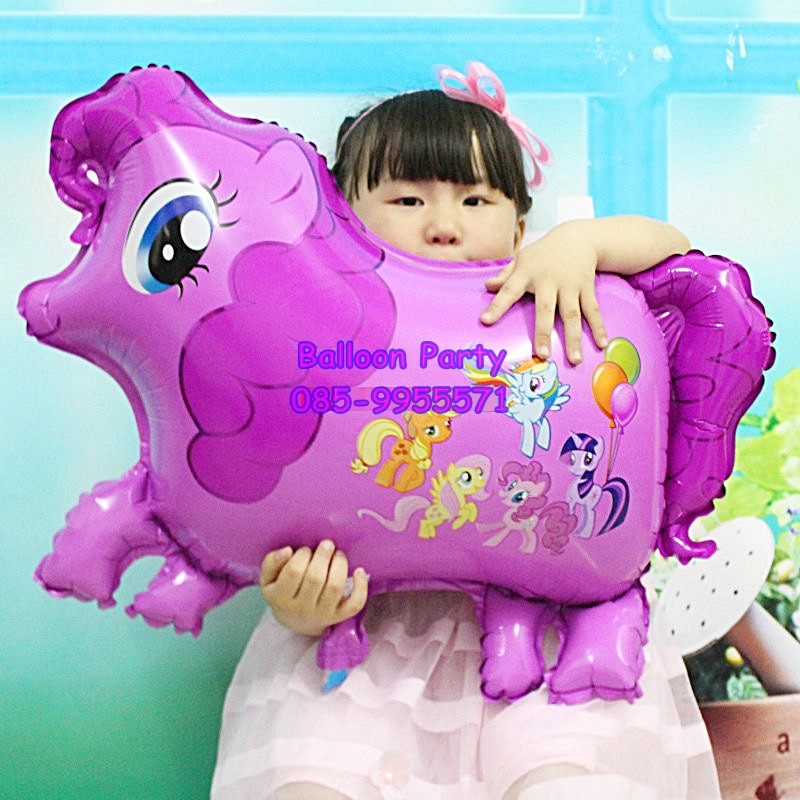ลูกโป่งการ์ตูนรูปม้าโพนี่ พิ้งกี้พาย สีชมพูเข้ม Little Pony Pinky Pie Foil Balloons