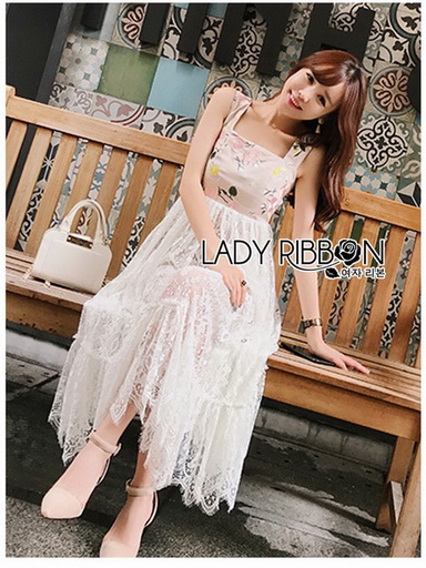 Cotton with Lady Ribbon Lace Dress