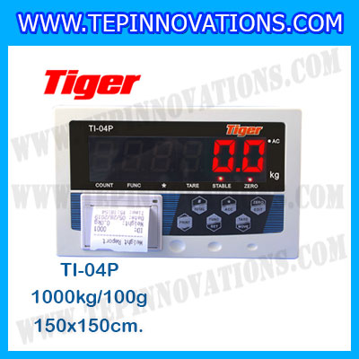 เครื่องชั่งพร้อมปริ้นเตอร์ในตัว พิกัด 1000kg รุ่น TI-04P ขนาดแท่น 150x150cm. เครื่องชั่งน้ำหนัก1000kg เครื่องชั่งดิจิตอล1000kg ตาชั่ง1000kg ตาชั่งดิจิตอล1000kg พิกัดน้ำหนัก 1000kg ค่าละเอียด 100g เครื่องชั่งยี่ห้อ TIGER รุ่น TI-04P
