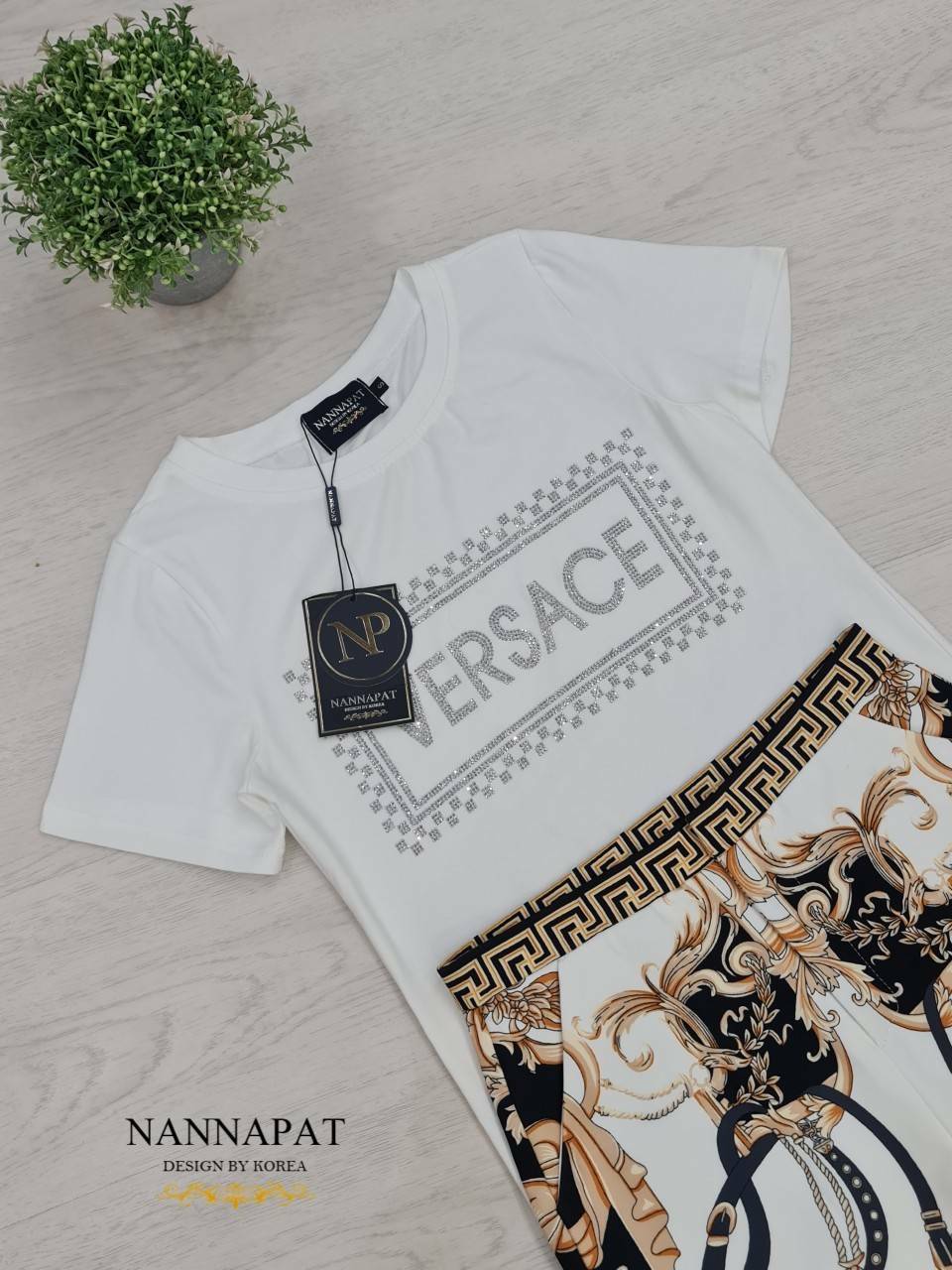 เสื้อยืดผ้าหนานุ่มกางเกงลายกราฟฟิก