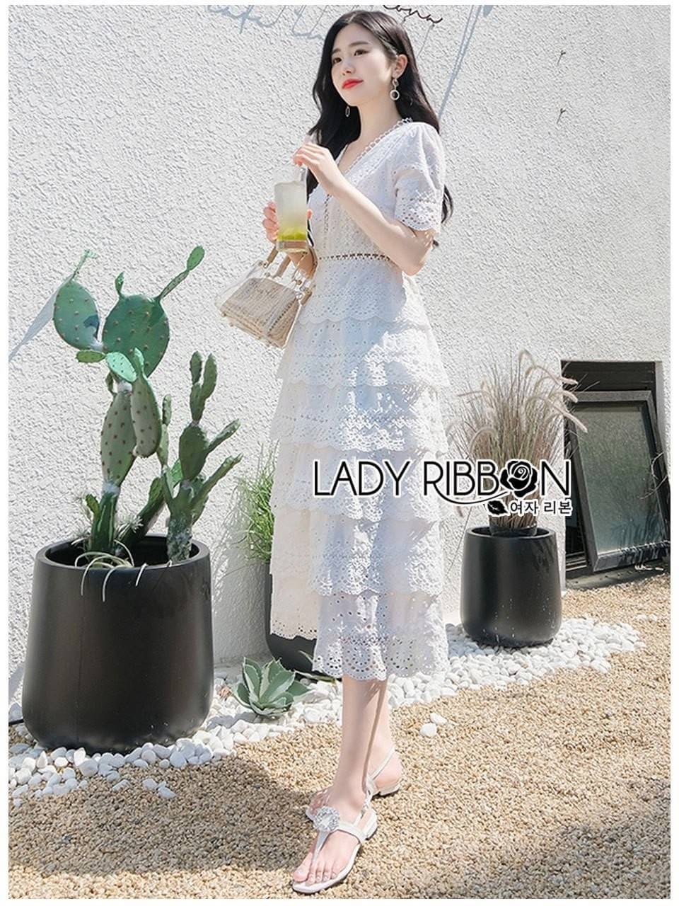 เดรสยาวผ้าคอตตอนฉลุลายตกแต่งเลเยอร์