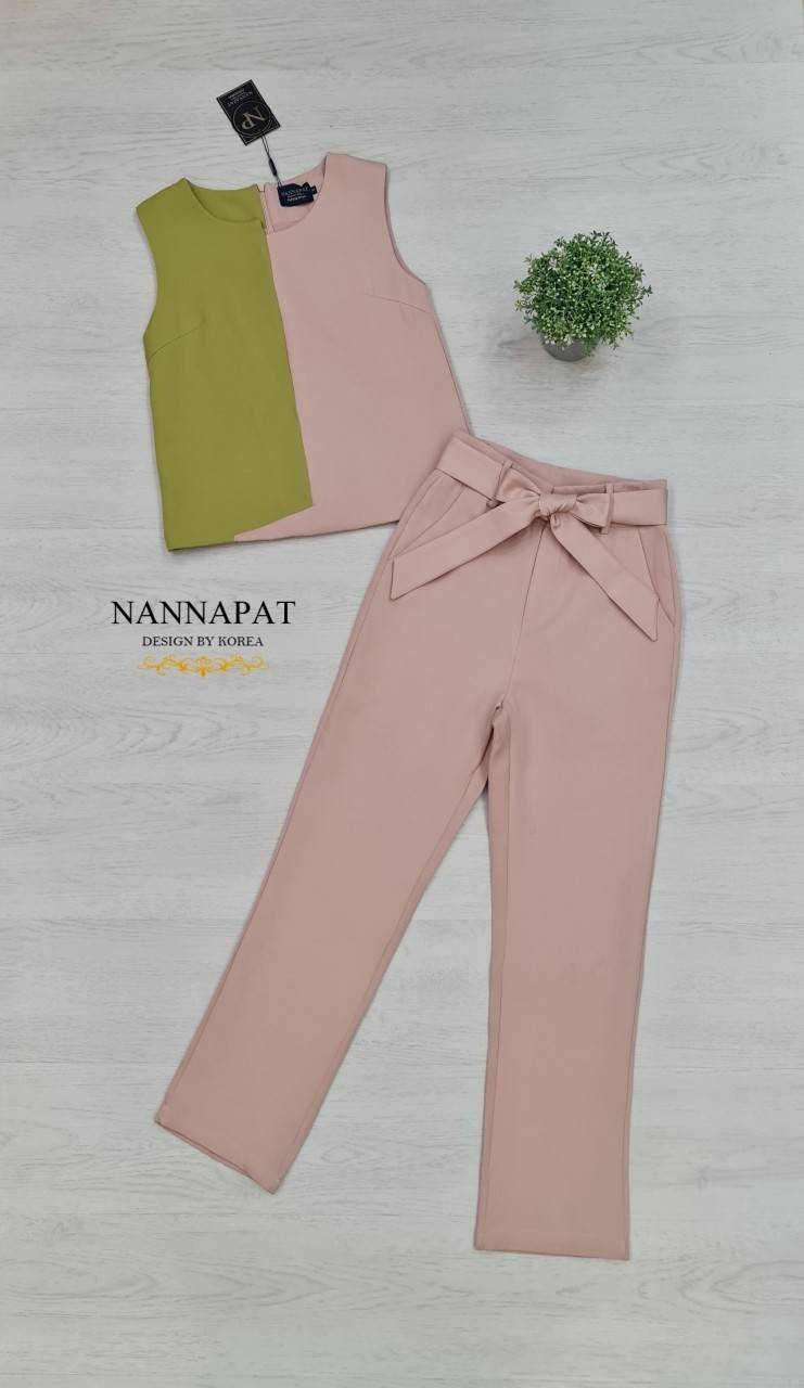 เสื้อทูโทนแขนกุด ซิปหลัง