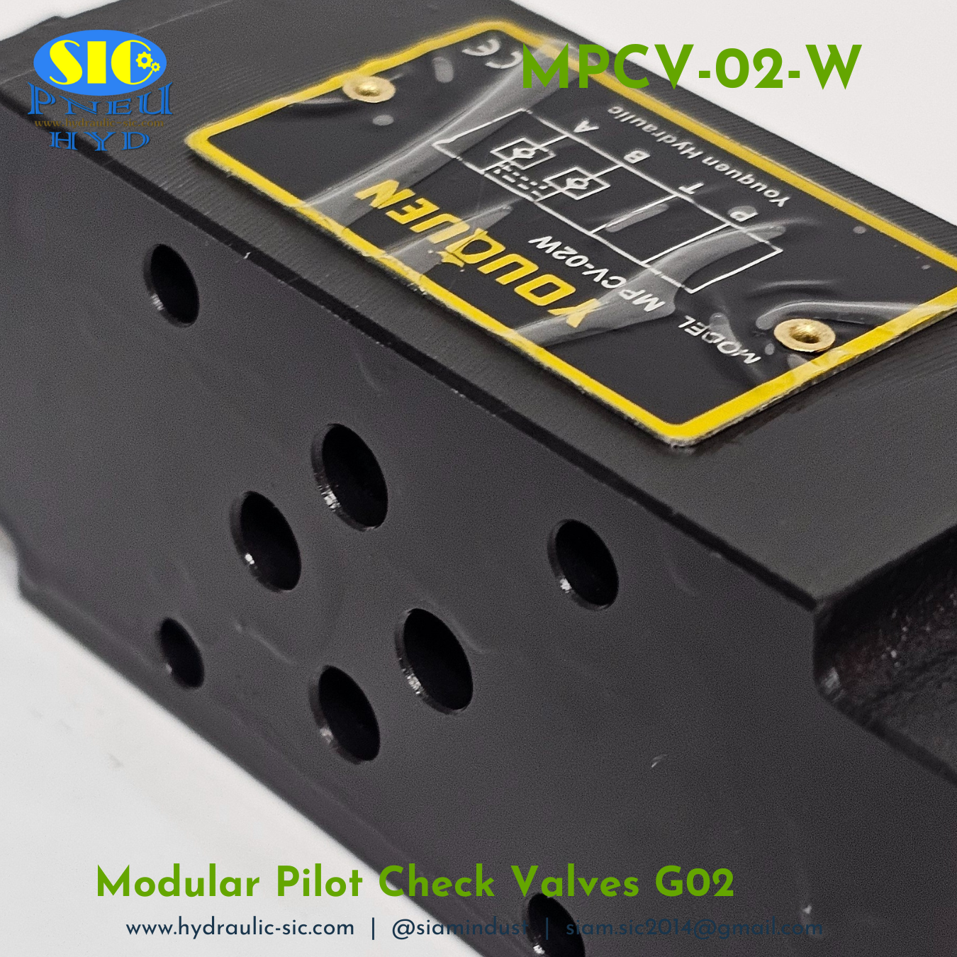 MPCV-02-W : Modular Pilot Check Valve G02 วาล์วกันตก 1/4" แบบซ้อน YOUQUEN