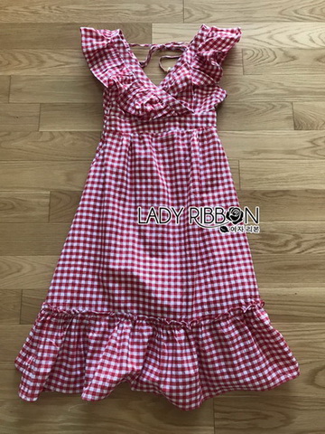 เดรสผ้าคอตตอนลายสก็อตสีแดง