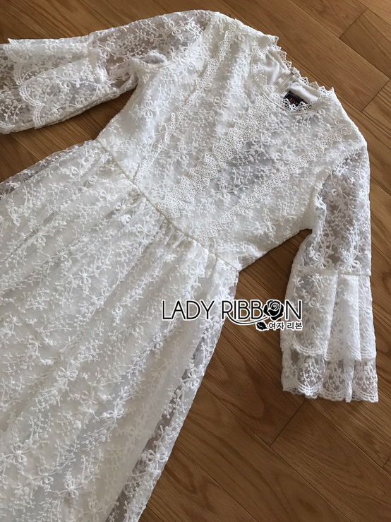 Maxi Dress เดรสยาวผ้าลูกไม้สีขาวสไตล์เจ้าหญิง