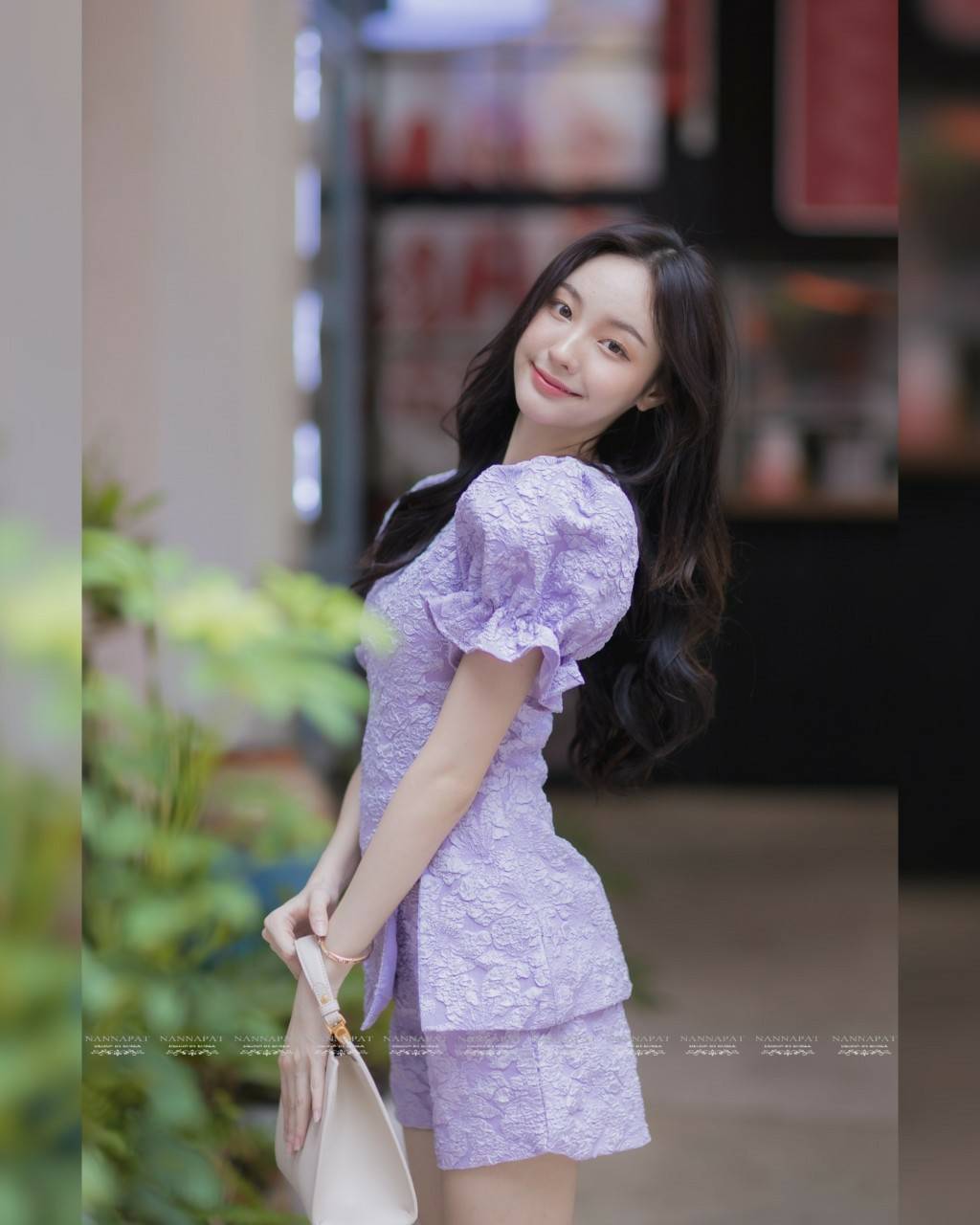 เสื้อซิปหลัง มีฟองน้ำอกสีม่วง