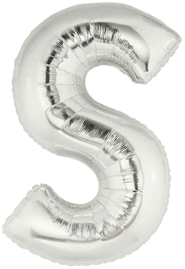 ลูกโป่งตัวอักษร S ขนาด 40 นิ้ว สีเงิน Alphabet Letter Foil Balloon Silver Color