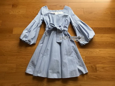 Baby Blue Mini Dress with Ribbon