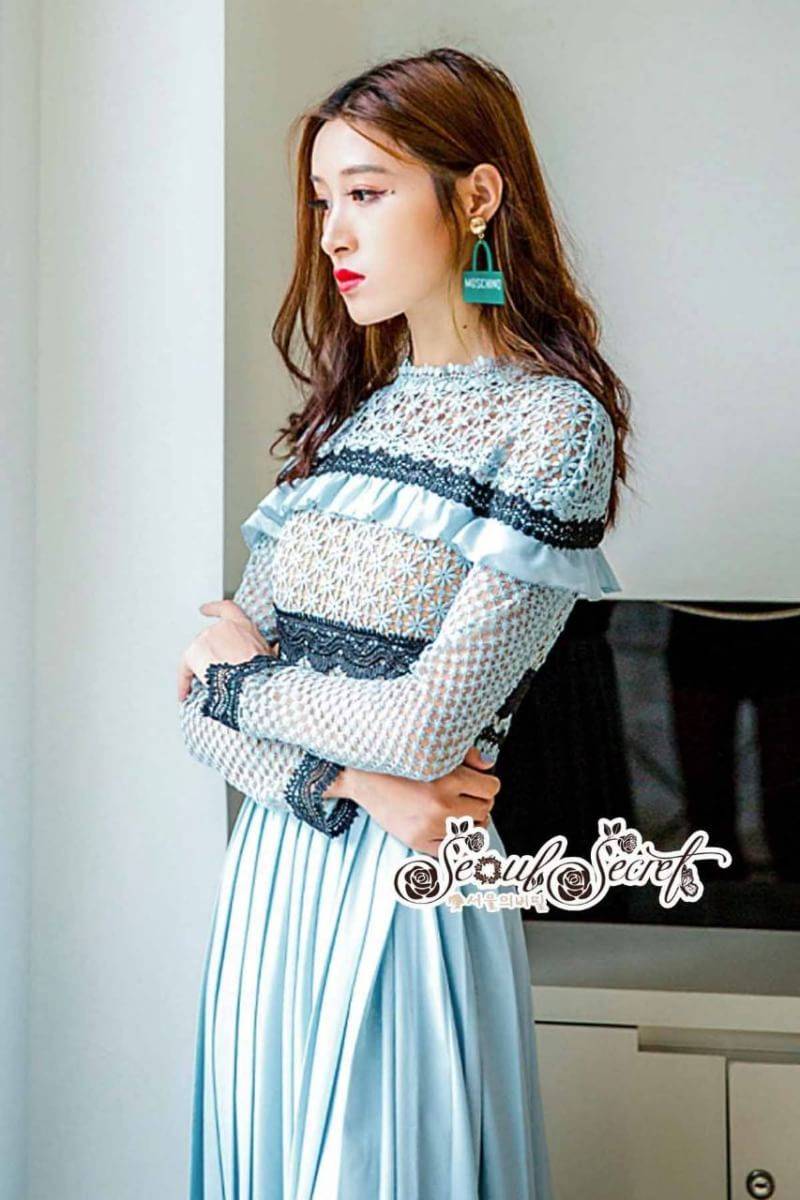 แม๊กซี่เดรสลุคสาวสวย ดีเทลเดรสแขนยาว