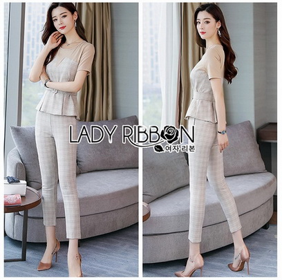 เซ็ตเสื้อยืดทรงสูทเข้าเซ็ตกับกางเกง