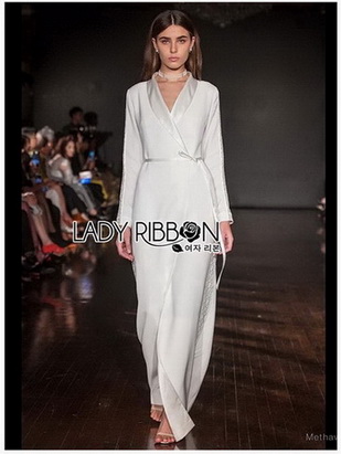 Lady Yves Minimal Chic Crepe Lace Long Coat