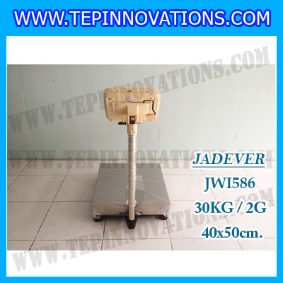 เครื่องชั่งดิจิตอลตั้งพื้น ยี่ห้อ JADEVER รุ่น JWI-586 ขนาดแท่น 40x50cm. พิกัดน้ำหนัก 30kg ค่าละเอียด 2g