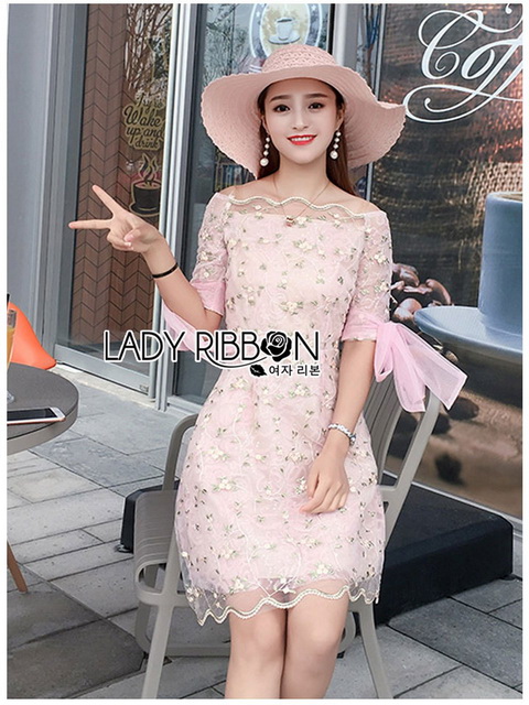 Lady Ribbon Mini Dress มินิเดรสผ้าทูลเลสีชมพู