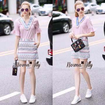 Lady Ribbon Online เสื้อผ้าออนไลน์ online ขายส่ง เลดี้ริบบอน Normal Ally NA12280716 🎉Normal Ally Present new collection embroider v -neck and bohemian