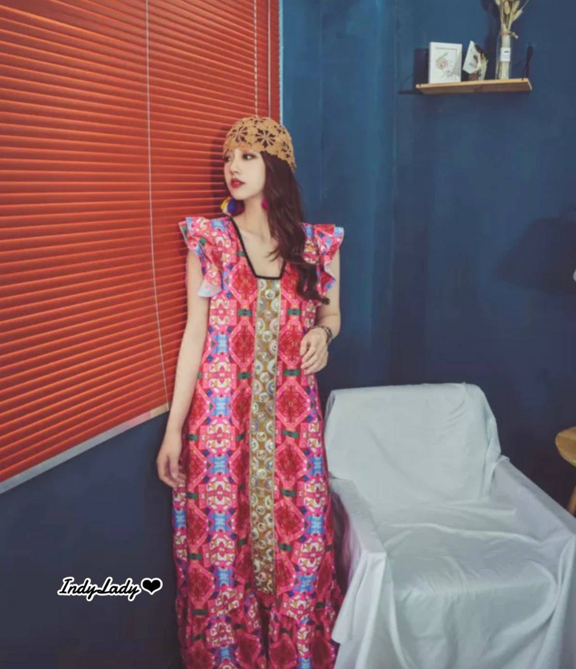 เดรสยาว สไตล์ Bohemian แขนระบาย