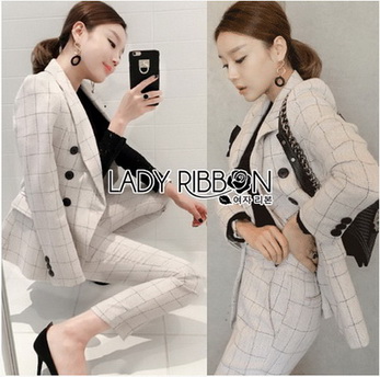 เซ็ตสูทและกางเกงผ้าวูลทอลายสก็อต