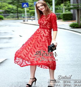 ชุดเดรสแฟชั่นลุคเกาหลีสวยหรู เนื้อผ้าorganza