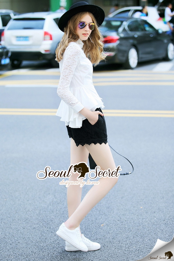 เชิ๊ตสไตล์สาวยุโรปทรงเชิ้ตหน้าสั้นหลังยาว