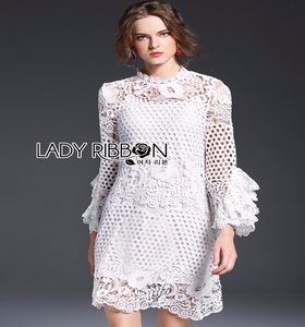 Lady Ribbon Lauren Floral White Lace Dress