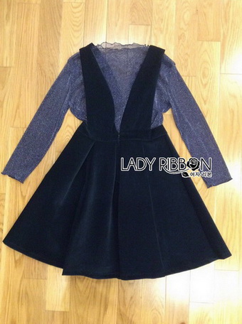 Dark Green Lady Ribbon Pleated Set Dress